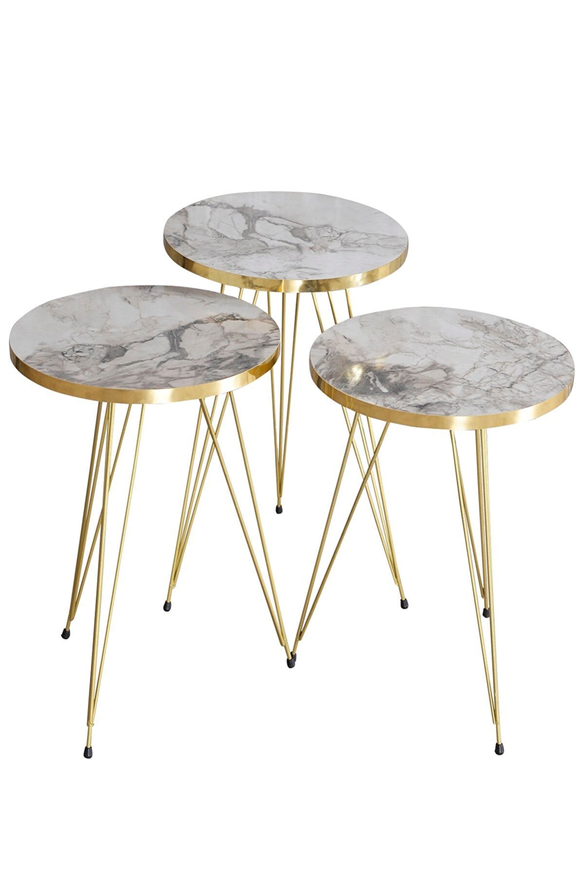 40.69 $ | Coffee Table Nesting Table Gold Bendir Wire Home Decor Triple Set Marble Pattern