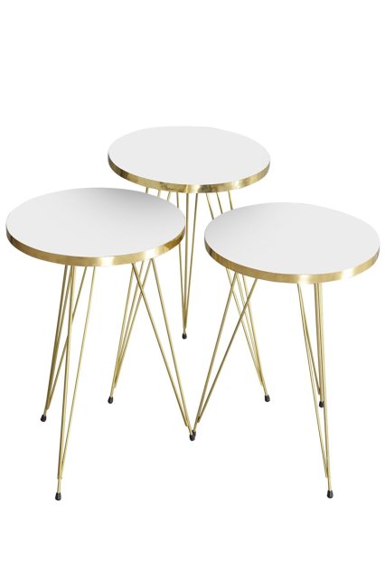 40.69 $ | Coffee Table Nesting Table Gold Bendir Wire Home Decor Triple Set Marble Pattern
